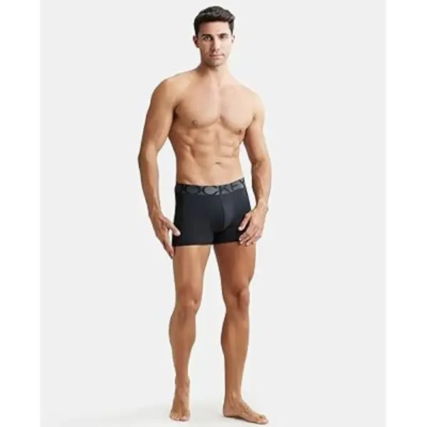 Jockey IC28 Men Tactel Microfiber Elastane Stretch Solid Trunk (Black) - Image 3