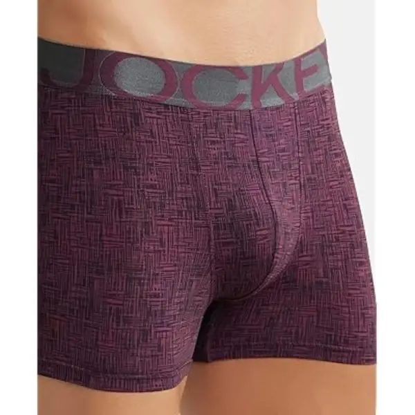Jockey IC30 Printed Nylon Elasticated Men Trunks (Potent Purple Printed) - Image 2