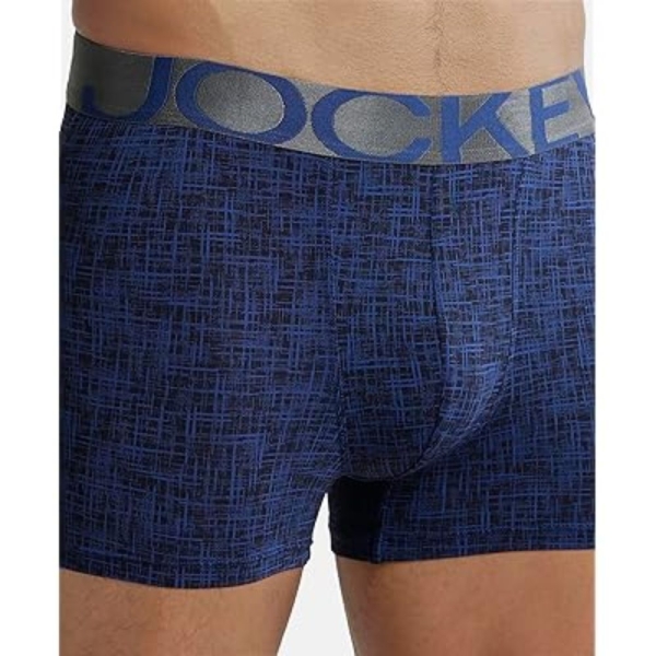 Jockey IC30 Printed Nylon Elasticated Men Trunks (Rich Royal Blue Printed) - Image 2