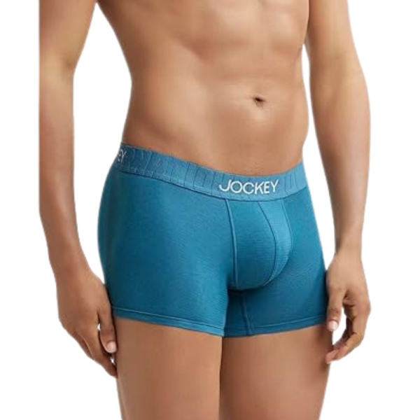 Jockey IC32 Men's Supima Cotton Elastane Stretch Solid Trunk (Blue Coral) - Image 5