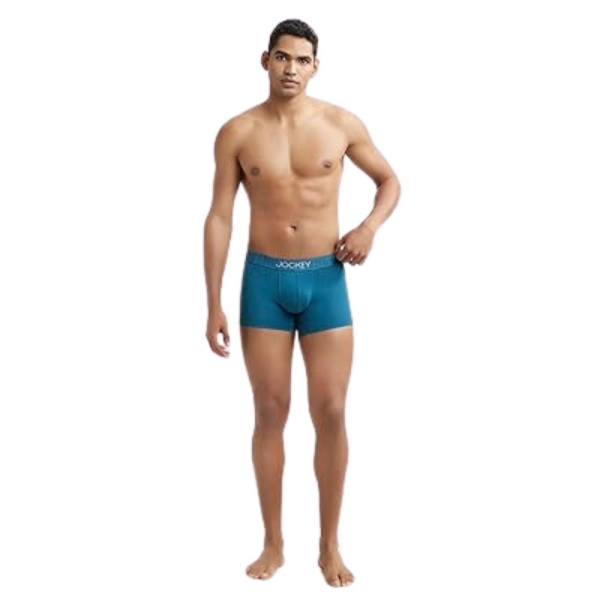 Jockey IC32 Men's Supima Cotton Elastane Stretch Solid Trunk (Blue Coral) - Image 3
