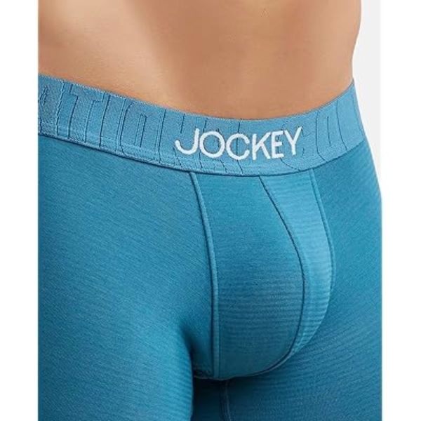Jockey IC32 Men's Supima Cotton Elastane Stretch Solid Trunk (Blue Coral) - Image 2