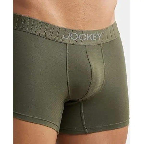 Jockey IC32 Men's Supima Cotton Elastane Stretch Solid Trunk (Forest Night) - Image 2