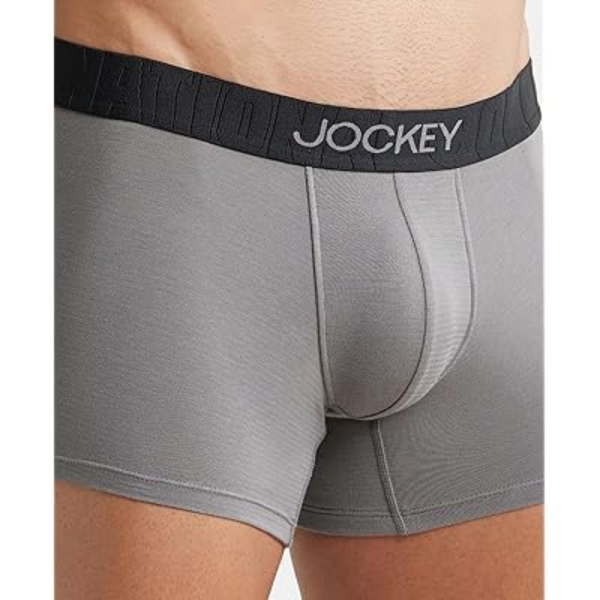 Jockey IC32 Men's Supima Cotton Elastane Stretch Solid Trunk (Gunmental) - Image 2