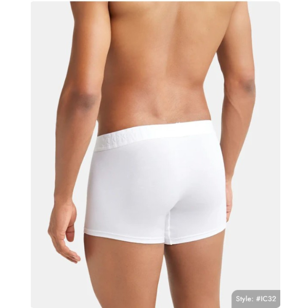 Jockey IC32 Men's Supima Cotton Elastane Stretch Solid Trunk (White) - Image 5