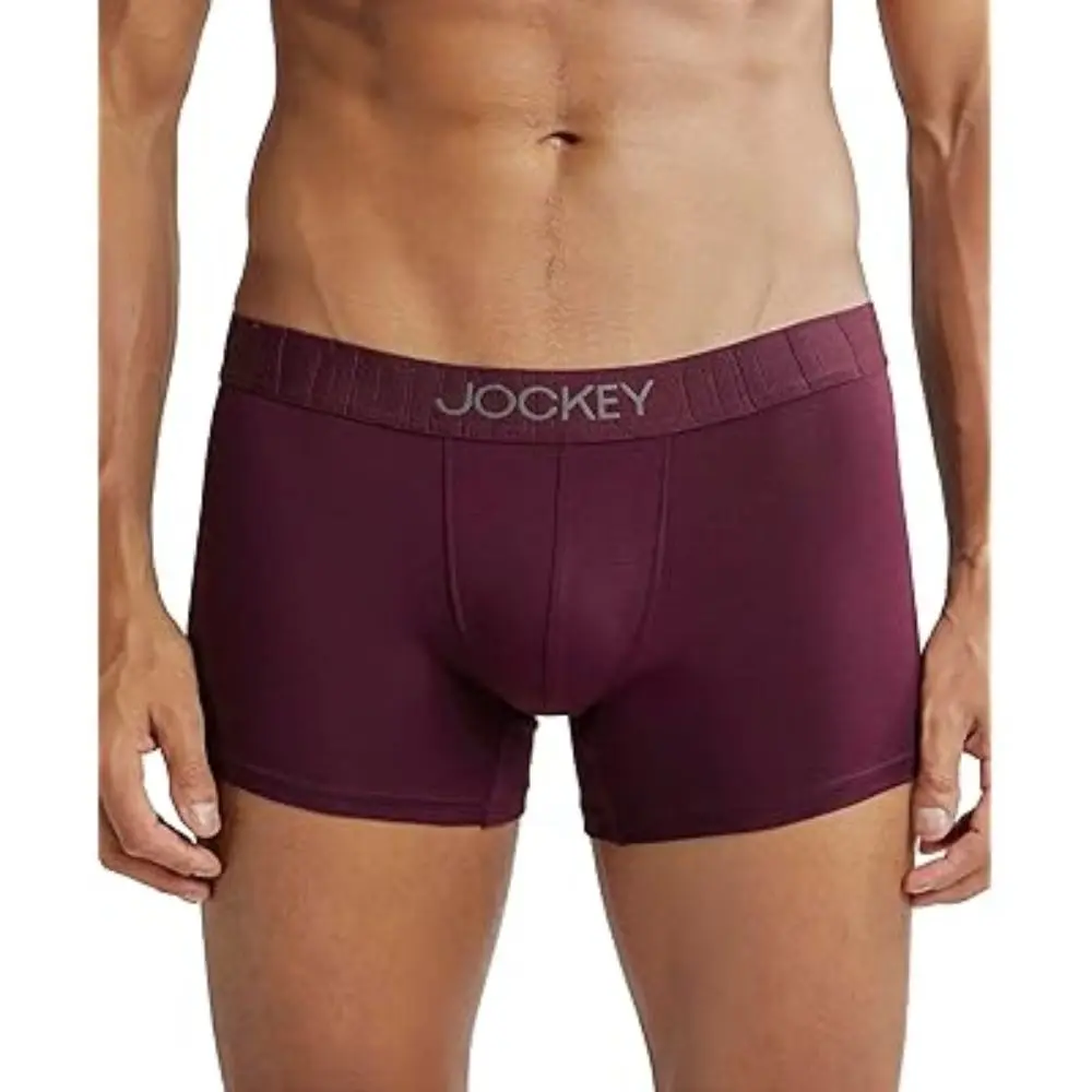 Jockey IC32 Men's Supima Cotton Elastane Stretch Solid Trunk (Wine Tasting)