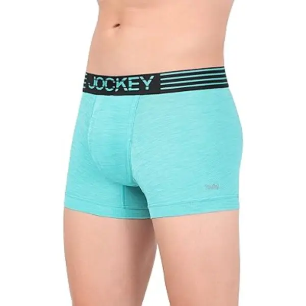 Jockey MM05 Men's Microfiber Mesh Elastane Stretch Sport Trunk (Caribbean Turquoise) - Image 3