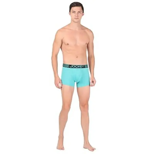 Jockey MM05 Men's Microfiber Mesh Elastane Stretch Sport Trunk (Caribbean Turquoise) - Image 2