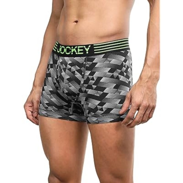 Jockey MM08 Men's Microfiber Mesh Elastane Stretch Printed Trunk (Black Print) - Image 2