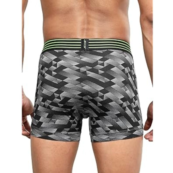 Jockey MM08 Men's Microfiber Mesh Elastane Stretch Printed Trunk (Black Print) - Image 3