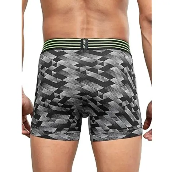 Jockey MM08 Men's Microfiber Mesh Elastane Stretch Printed Trunk (Black Print) - Image 3