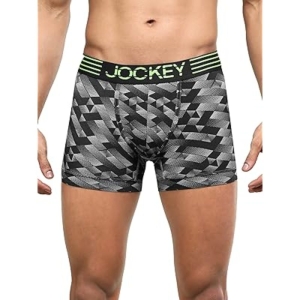 Jockey MM08 Men's Microfiber Mesh Elastane Stretch Printed Trunk (Black Print)