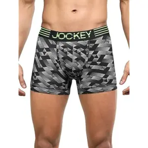 Jockey MM08 Men's Microfiber Mesh Elastane Stretch Printed Trunk (Black Print)