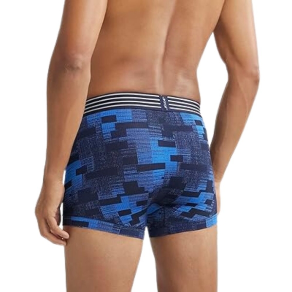 Jockey MM08 Men's Microfiber Mesh Elastane Stretch Printed Trunk (Move Blue) - Image 3