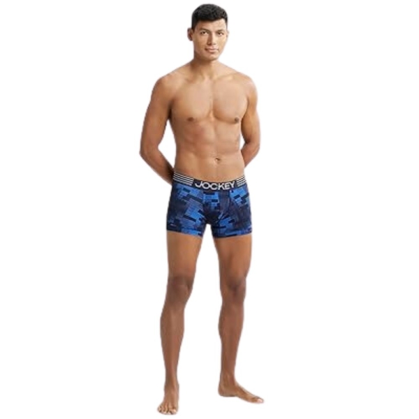 Jockey MM08 Men's Microfiber Mesh Elastane Stretch Printed Trunk (Move Blue) - Image 2