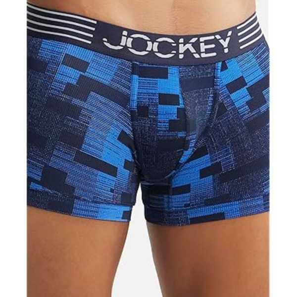 Jockey MM08 Men's Microfiber Mesh Elastane Stretch Printed Trunk (Move Blue) - Image 4