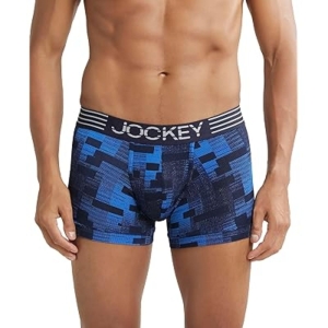Jockey MM08 Men's Microfiber Mesh Elastane Stretch Printed Trunk (Move Blue)