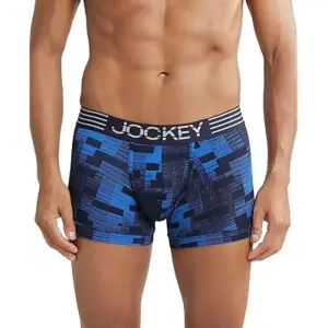 Jockey MM08 Men's Microfiber Mesh Elastane Stretch Printed Trunk (Move Blue)