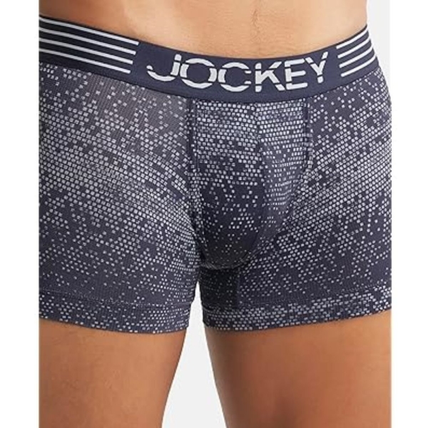 Jockey MM08 Men's Microfiber Mesh Elastane Stretch Printed Trunk (True Navy) - Image 2