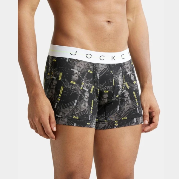 Jockey NY02 Super Combed Cotton Elastane Printed Trunk (Black) - Image 5