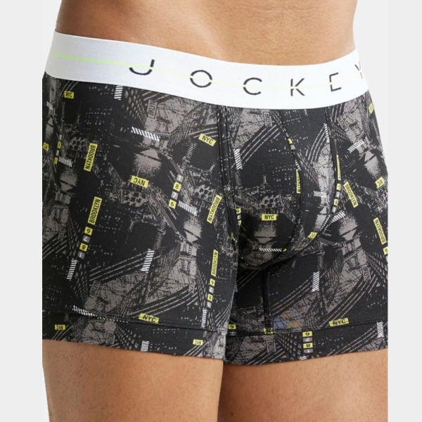 Jockey NY02 Super Combed Cotton Elastane Printed Trunk (Black) - Image 2