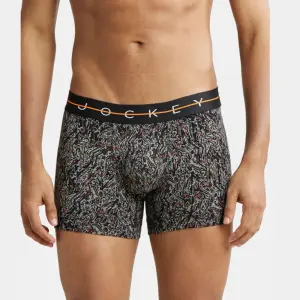 Jockey NY02 Super Combed Cotton Elastane Printed Trunk (Black and Orange)