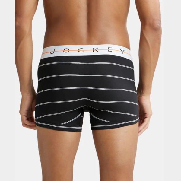 Jockey NY02 Super Combed Cotton Elastane Printed Trunk (Black Striped) - Image 4