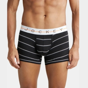 Jockey NY02 Super Combed Cotton Elastane Printed Trunk (Black Striped)