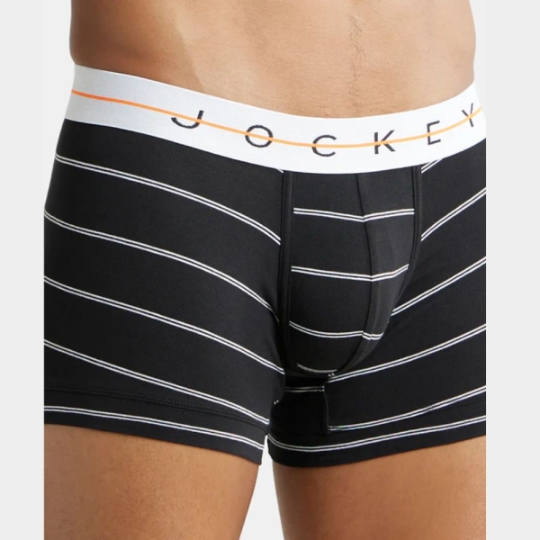 Jockey NY02 Super Combed Cotton Elastane Printed Trunk (Black Striped) - Image 2