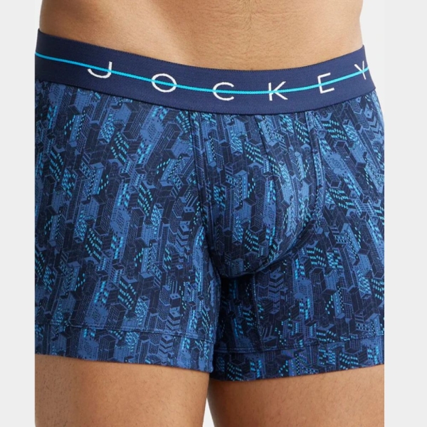 Jockey NY02 Super Combed Cotton Elastane Printed Trunk (Navy) - Image 2