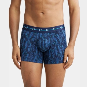 Jockey NY02 Super Combed Cotton Elastane Printed Trunk (Navy)