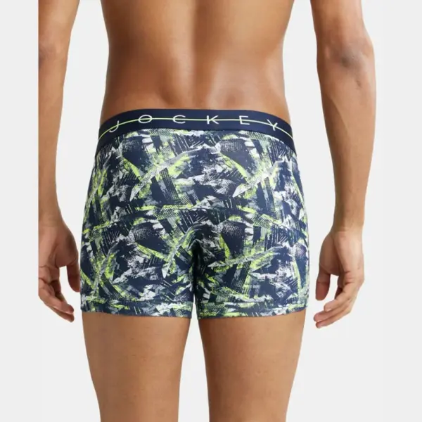 Jockey NY02 Super Combed Cotton Elastane Printed Trunk (Navy and Neon) - Image 4