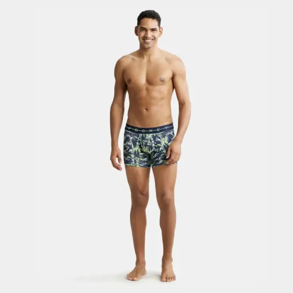 Jockey NY02 Super Combed Cotton Elastane Printed Trunk (Navy and Neon) - Image 3