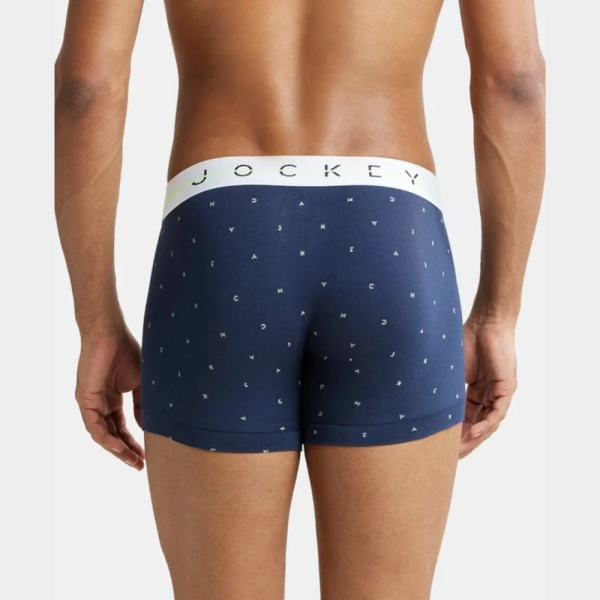 Jockey NY02 Super Combed Cotton Elastane Printed Trunk (Navy and White) - Image 4