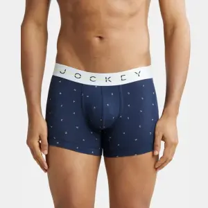 Jockey NY02 Super Combed Cotton Elastane Printed Trunk (Navy and White)