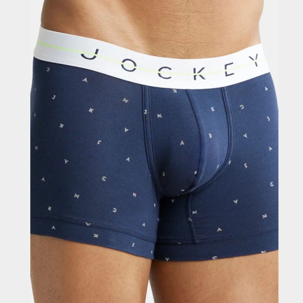 Jockey NY02 Super Combed Cotton Elastane Printed Trunk (Navy and White) - Image 2