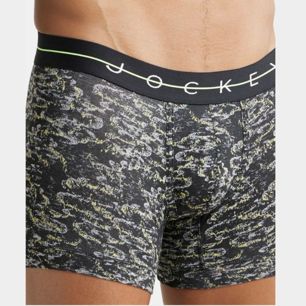 Jockey NY02 Super Combed Cotton Elastane Printed Trunk (White) - Image 2