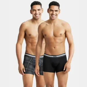 Jockey (UI21) Pack of 2 Super Combed Cotton Elastane Stretch Printed Trunk (Black Print)