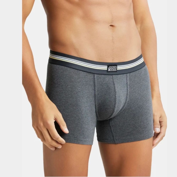 Jockey (UI21) Pack of 2 Super Combed Cotton Elastane Stretch Printed Trunk (Charcoal Melange Print) - Image 5