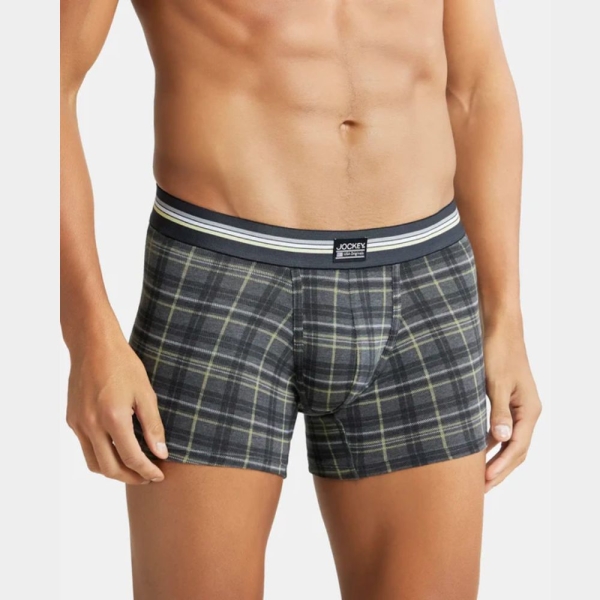 Jockey (UI21) Pack of 2 Super Combed Cotton Elastane Stretch Printed Trunk (Charcoal Melange Print) - Image 3