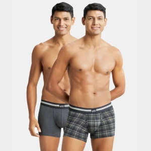 Jockey (UI21) Pack of 2 Super Combed Cotton Elastane Stretch Printed Trunk (Charcoal Melange Print)