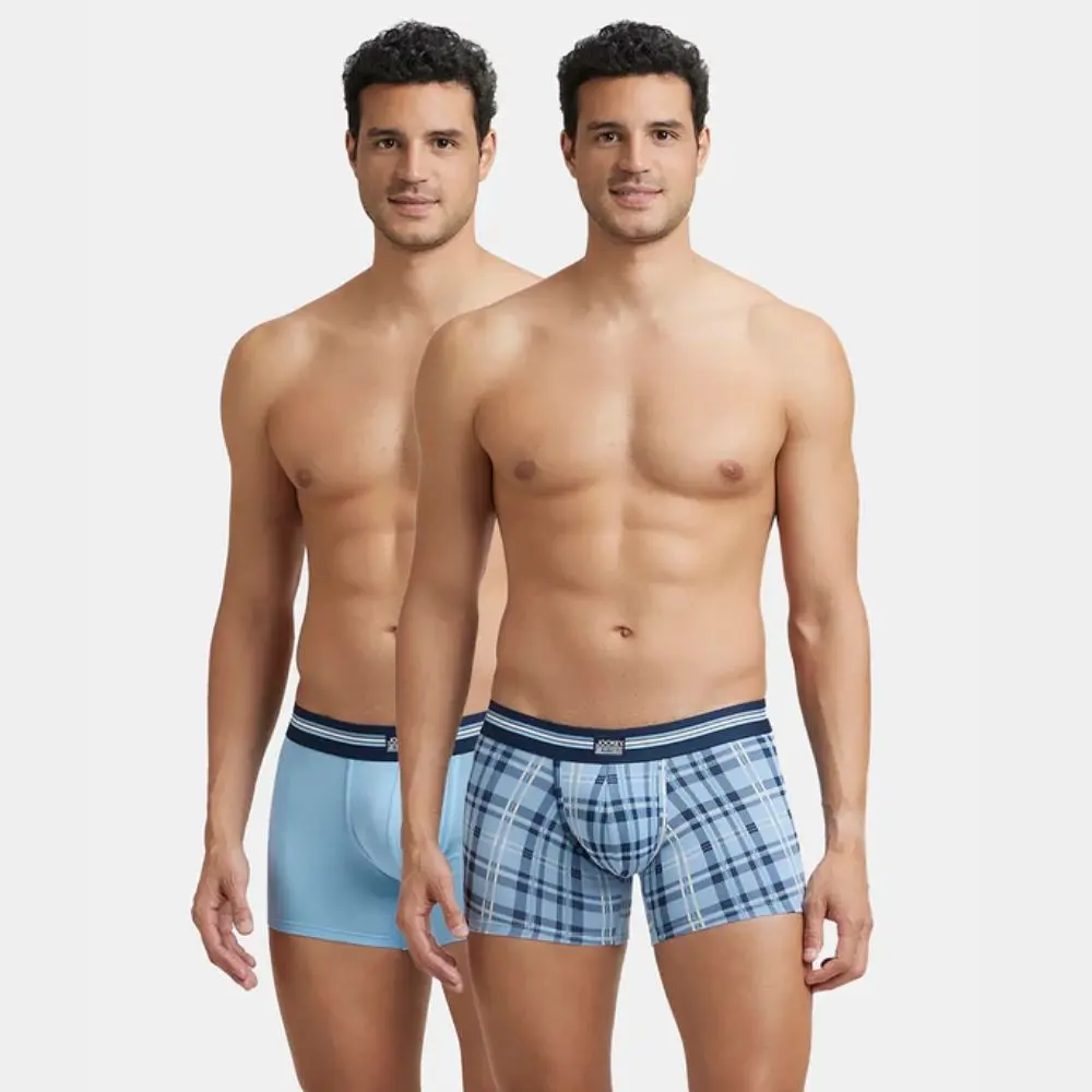 Jockey (UI21) Pack of 2 Super Combed Cotton Elastane Stretch Printed Trunk (Dusk Blue Print)