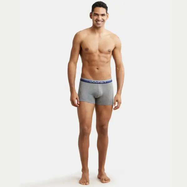 Jockey US20 Super Combed Cotton Elastane Stretch Solid Trunk (Mid Grey Melange) - Image 3