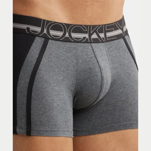 Jockey US21 Super Combed Cotton Elastane Stretch Solid Trunk (Charcoal Melange) - Image 2