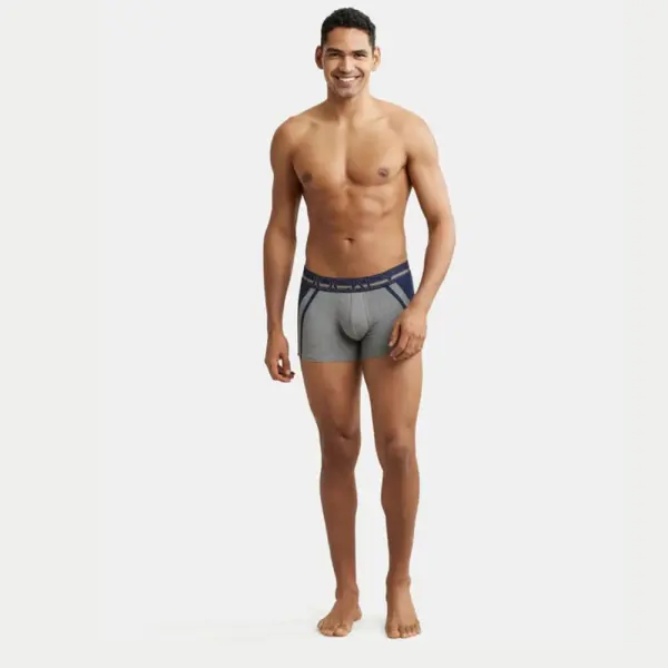 Jockey US21 Super Combed Cotton Elastane Stretch Solid Trunk (Mid Grey Melange) - Image 3
