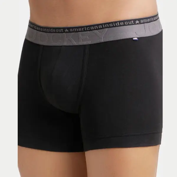 Jockey US60 Super Combed Cotton Elastane Stretch Solid Trunk (Black) - Image 2