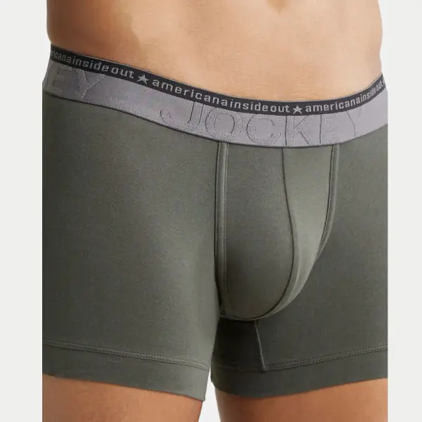 Jockey US60 Super Combed Cotton Elastane Stretch Solid Trunk (Deep Olive) - Image 2