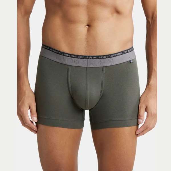 jockey us60 super combed cotton elastane stretch solid trunk deep olive
