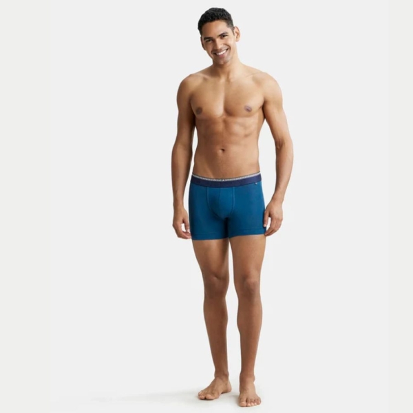 Jockey US60 Super Combed Cotton Elastane Stretch Solid Trunk (Seaport Teal) - Image 3