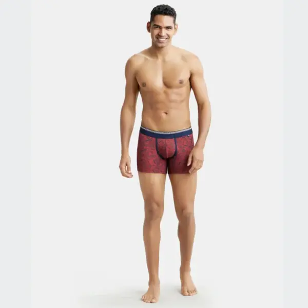 Jockey US63 Supper Combed Cotton Elastane Stretch Printed Trunk (Brick Red) - Image 3